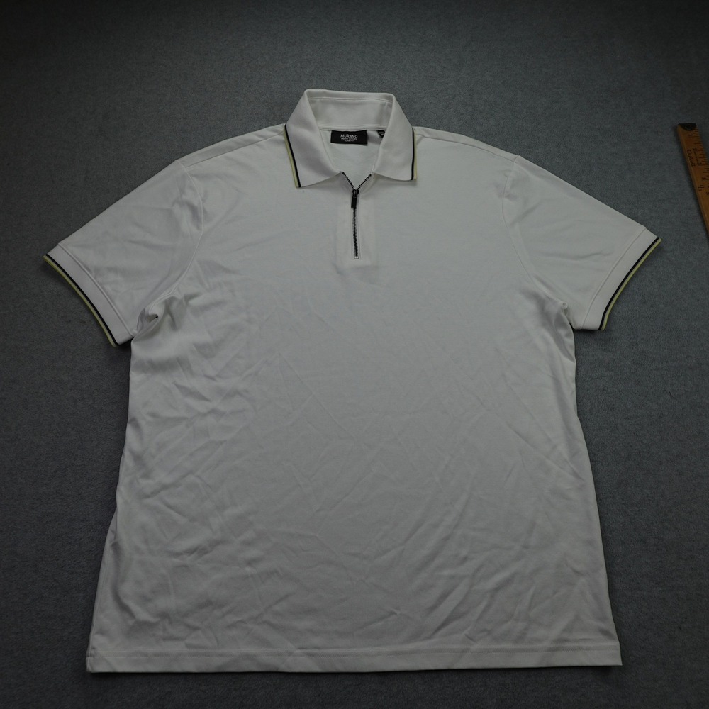 Murano Polo Shirt Mens XL‎ White Liquid Luxury Slim Fit Quarter Zip Preppy